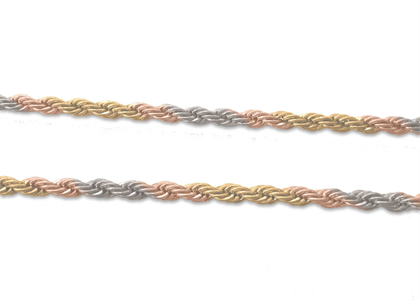 Three Tone Plated Rope Chain